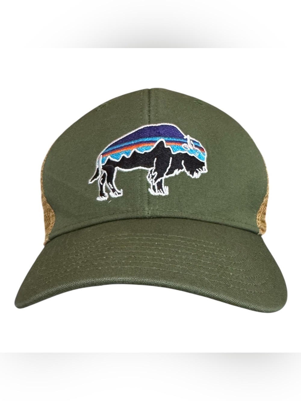 Patagonia Fitz Roy Bison Trucker Hat in Olive Green - OS